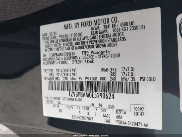 1ZVBP8AM0E5290624 Ford Mustang V6