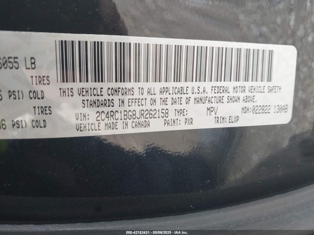 2C4RC1BG8JR262158 Chrysler Pacifica Touring L