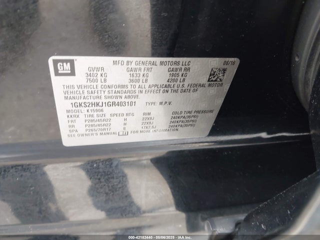 1GKS2HKJ1GR403101 GMC l86 - sidi, vvt, afm, e85 max, alum