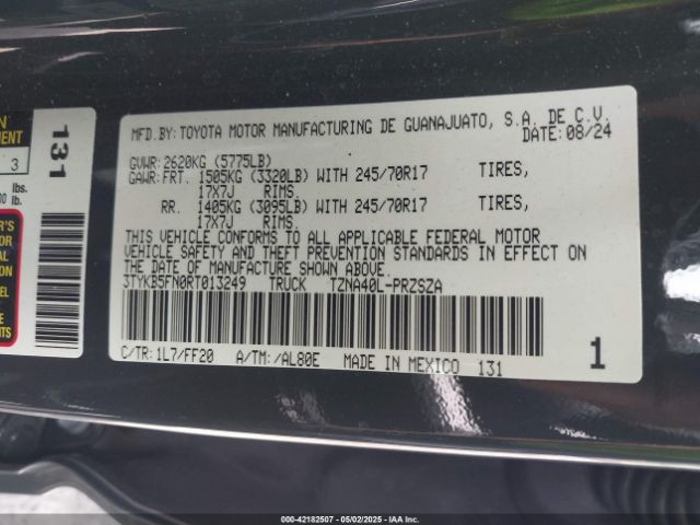 3TYKB5FN0RT013249 Toyota Tacoma Sr5 2wd
