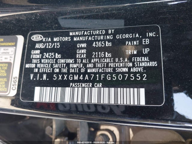 5XXGM4A71FG507552 KIA dohc gdi theta ii
