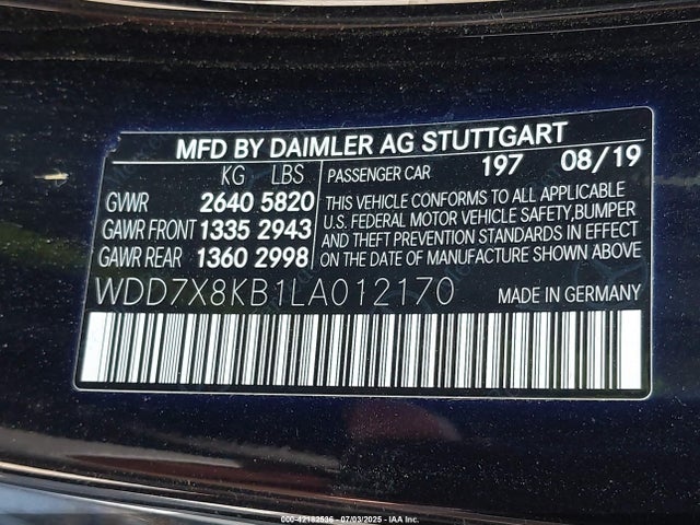 Mercedes-Benz m177 2020 WDD7X8KB1LA012170 Image 9