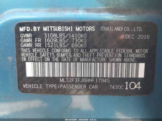 2017 MITSUBISHI MIRAGE G4 ML32F3FJ6HHF17945 Photo 8
