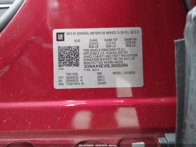 3GNAXXEV0LS630294 Chevrolet Equinox Awd Premier 1.5l Turbo