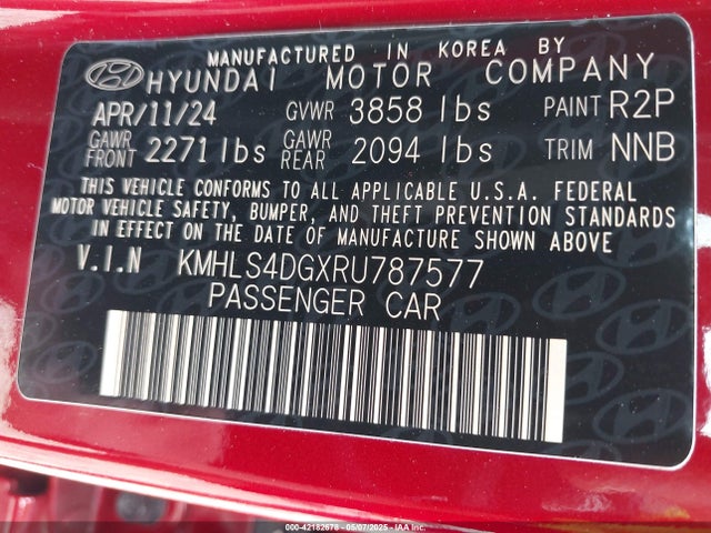 KMHLS4DGXRU787577 Hyundai mpi nu pe
