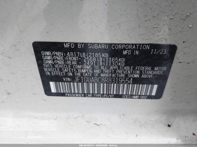 JF1GUABC8R8319554 Subaru Impreza Base 5-door