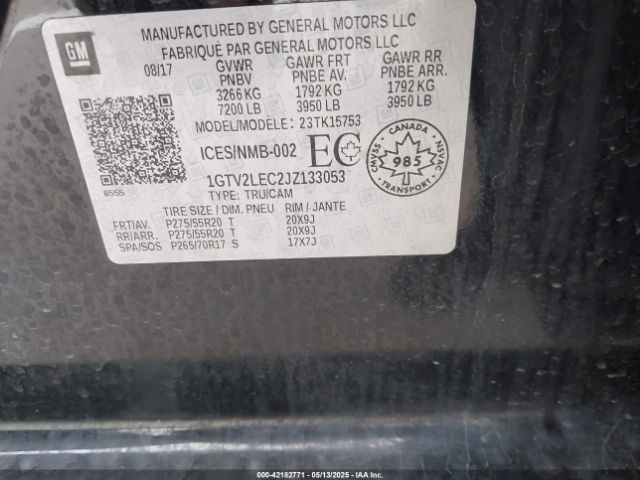 1GTV2LEC2JZ133053 GMC SIERRA 1500