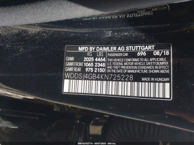 WDDSJ4GB4KN725228 Mercedes-Benz CLA 250 4MATIC