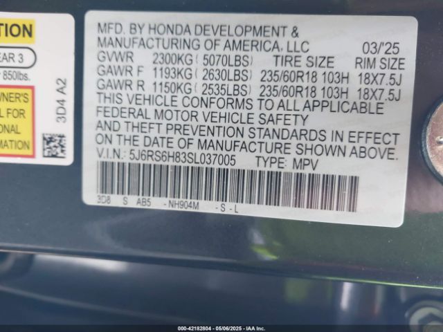 5J6RS6H83SL037005 Honda Cr-v Hybrid Sport-l