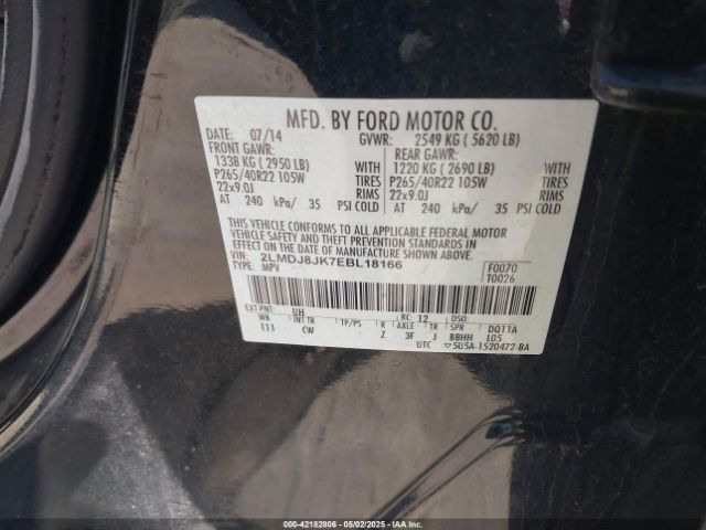 2LMDJ8JK7EBL18166 Lincoln MKX