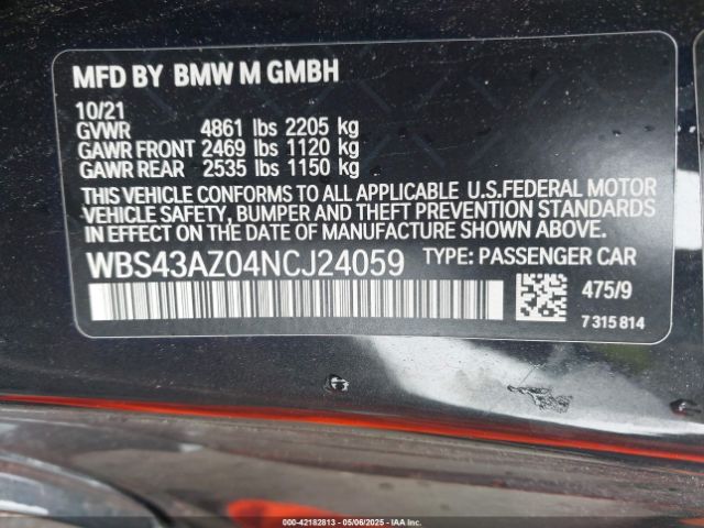 WBS43AZ04NCJ24059 BMW M4