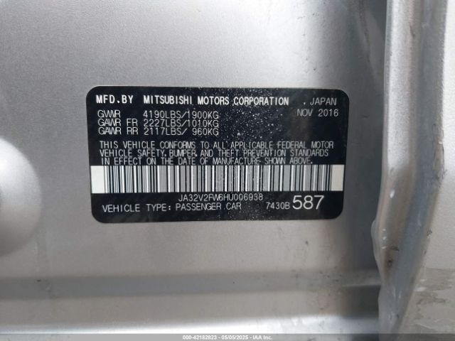 2017 MITSUBISHI LANCER JA32V2FW6HU006938 Photo 8