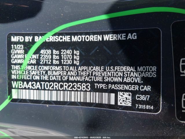 WBA43AT02RCR23583 BMW 4 Series 430i Xdrive