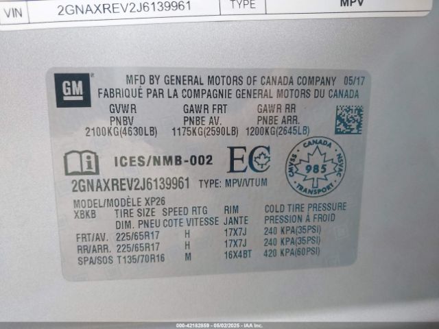 2018 CHEVROLET EQUINOX 2GNAXREV2J6139961 Photo 8