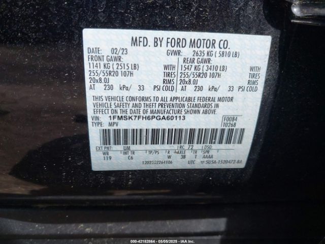 1FMSK7FH6PGA60113 Ford Explorer Limited