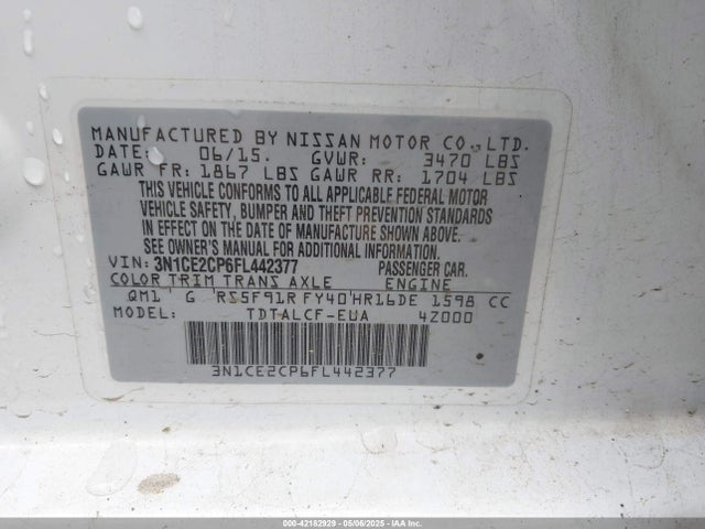 Nissan Versa Note S (sr) 2015 3N1CE2CP6FL442377 Image 9