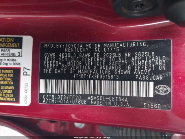 4T1BF1FK8FU915813 Toyota CAMRY SE