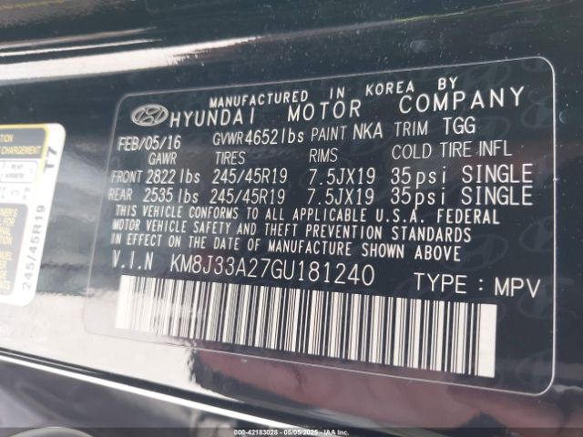 KM8J33A27GU181240 Hyundai Tucson Sport