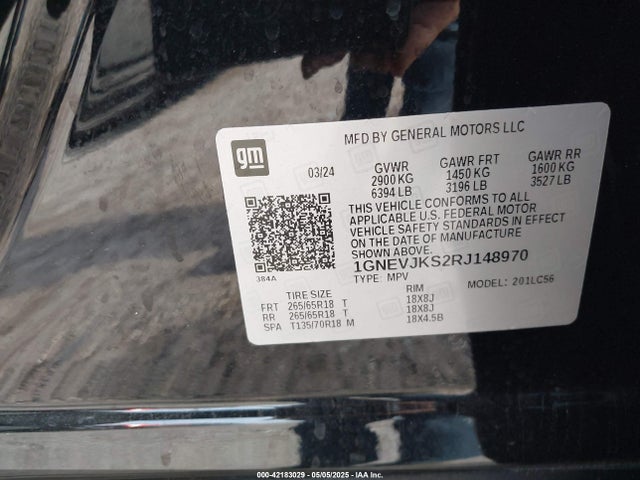 1GNEVJKS2RJ148970 Chevrolet Traverse Awd Z71