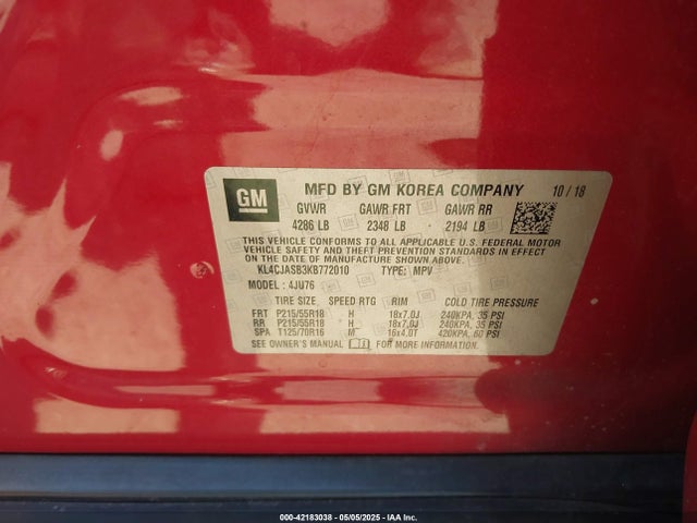 Buick Encore Fwd Preferred 2019 KL4CJASB3KB772010 Image 9