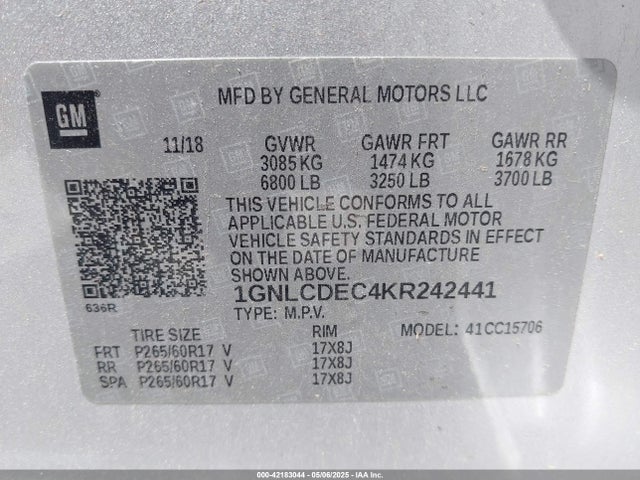 Chevrolet Tahoe Commercial Fleet 2019 1GNLCDEC4KR242441 Image 9