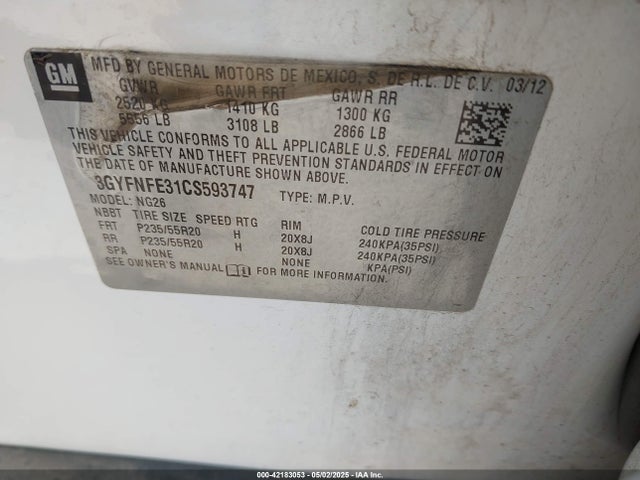2012 CADILLAC SRX 3GYFNFE31CS593747 Photo 8
