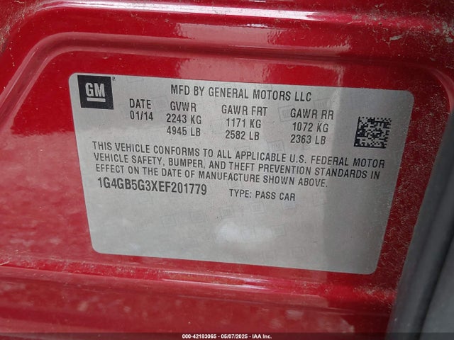 Buick lfx 2014 1G4GB5G3XEF201779 Image 9