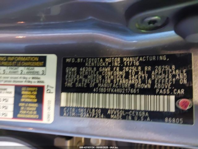 4T1BD1FK4HU217661 Toyota Camry Hybrid Xle