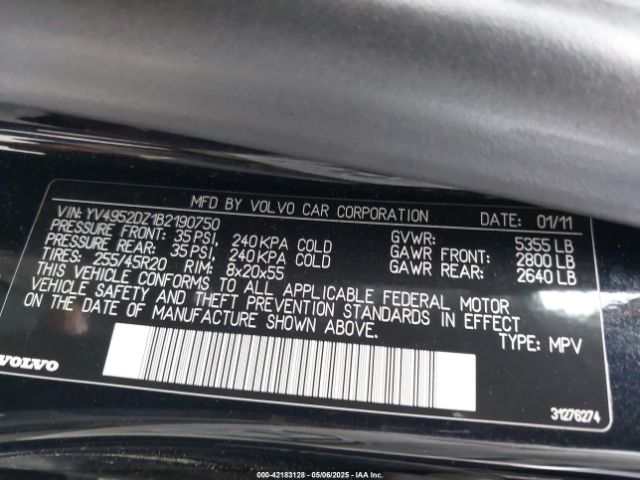 2011 VOLVO XC60 YV4952DZ1B2190750 Photo 8