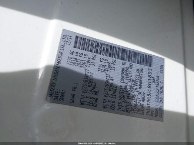 5N1AT2ML9FC801895 Nissan ROGUE SV