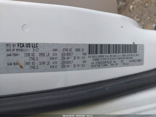 2C4RDGCG4HR742187 Dodge Grand Caravan Sxt