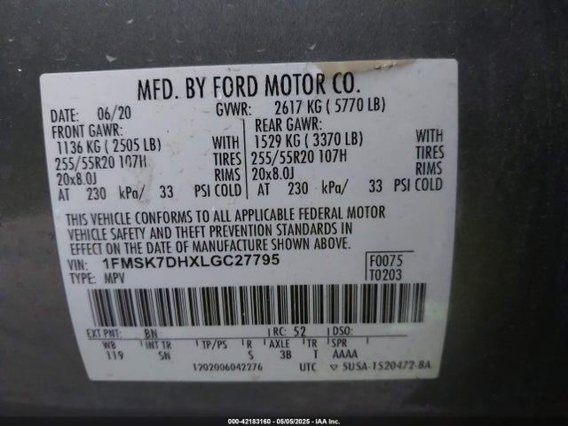 1FMSK7DHXLGC27795 Ford Explorer
