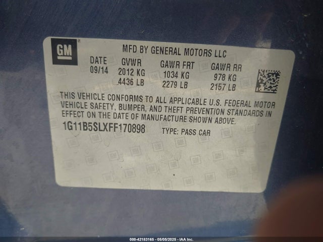 1G11B5SLXFF170898 Chevrolet MALIBU LS