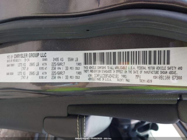 1C4PJLCS9FW542181 Jeep Cherokee Latitude
