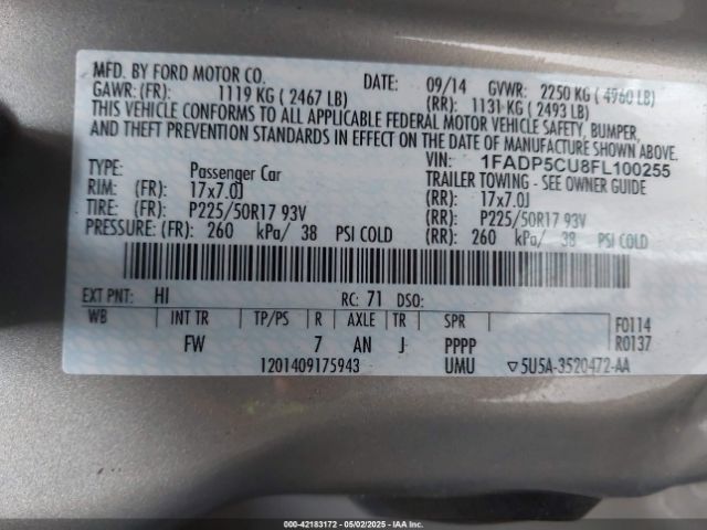 1FADP5CU8FL100255 Ford C-max Energi Sel