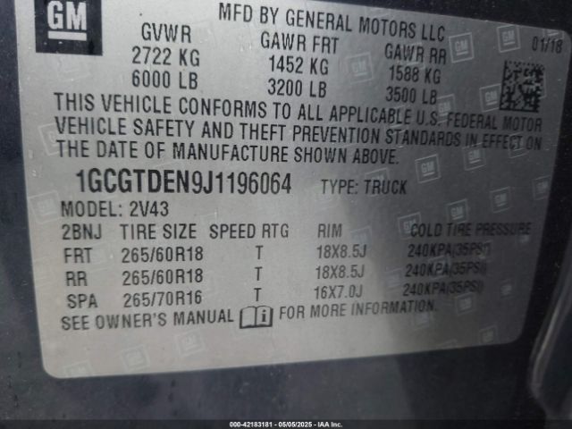 1GCGTDEN9J1196064 Chevrolet Colorado Z71