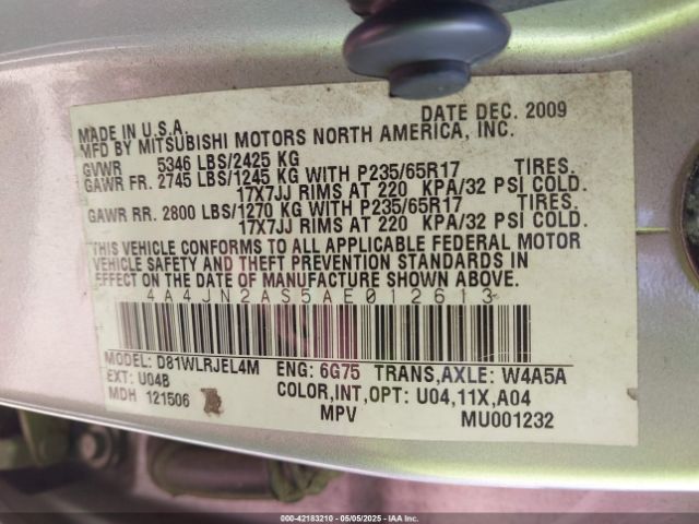 2010 MITSUBISHI ENDEAVOR 4A4JN2AS5AE012613 Photo 8