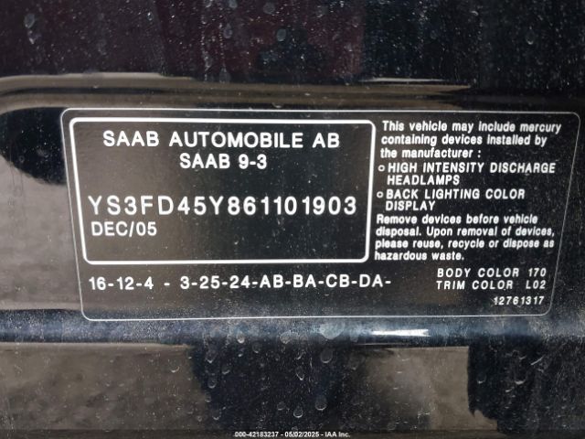 2006 SAAB 9-3 YS3FD45Y861101903 Photo 8