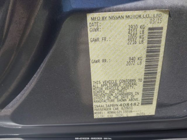 1N4AL3AP8FN408482 Nissan Altima 2.5 S
