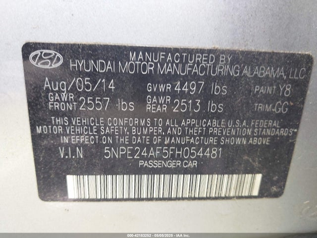 Hyundai SONATA SE 2015 5NPE24AF5FH054481 Image 9