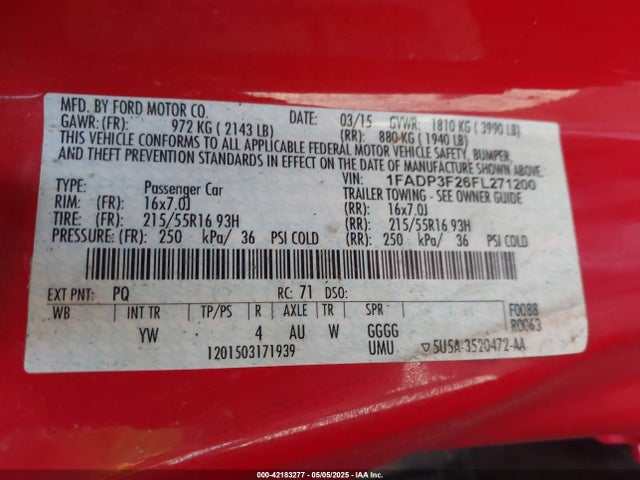 1FADP3F26FL271200 Ford FOCUS SE