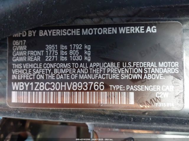 2017 BMW I3 WBY1Z8C30HV893766 Photo 8