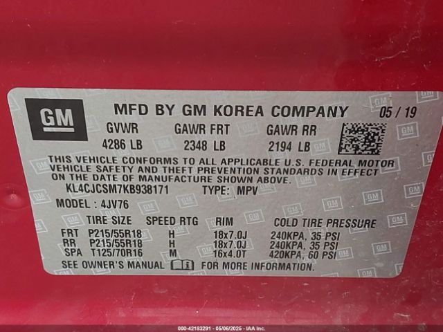 KL4CJCSM7KB938171 Buick Encore Fwd Essence