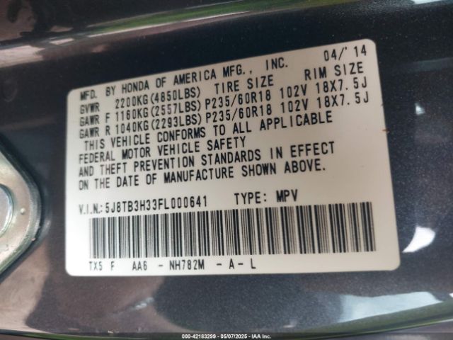 5J8TB3H33FL000641 Acura RDX