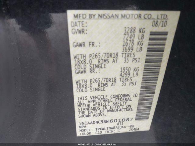 2011 NISSAN ARMADA 5N1AA0NC9BN601087 Photo 8
