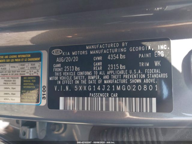 2021 KIA K5 5XXG14J21MG020801 Photo 8