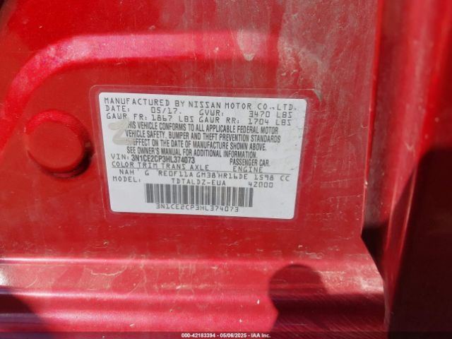 3N1CE2CP3HL374073 Nissan Versa Note Sv