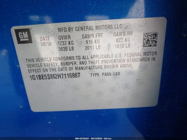 1G1BE5SM2H7116867 Chevrolet le2 -di: direct injection, vvt: variable valve timing, gen, alum