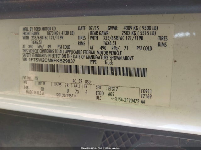 1FTSW2CM9FKB29837 Ford Transit-350