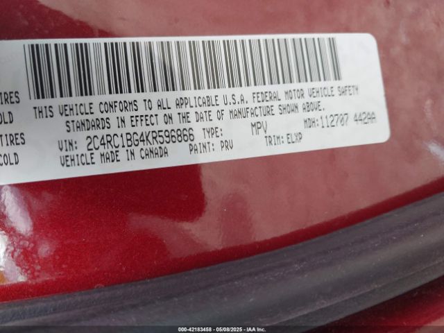 2019 CHRYSLER PACIFICA 2C4RC1BG4KR596866 Photo 8